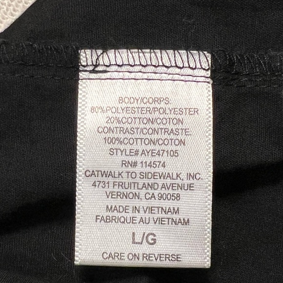 Pleione | Pleated Black & White Stripe French Terry Top Sz L - Picture 9 of 9